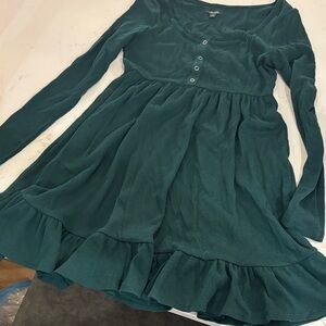 Teal Long Sleeve Kids Dress